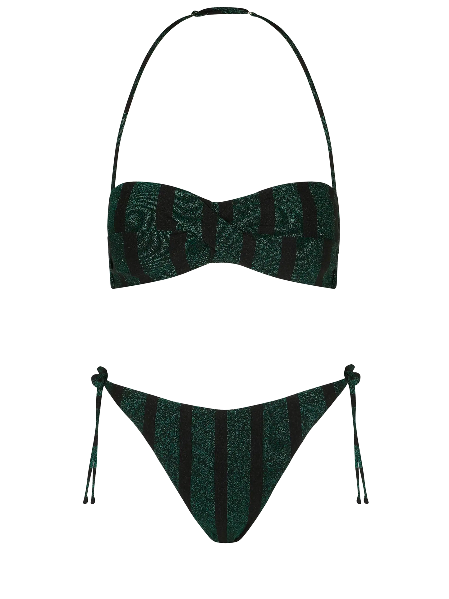 Bikini da donna a balconcino a righe lurex