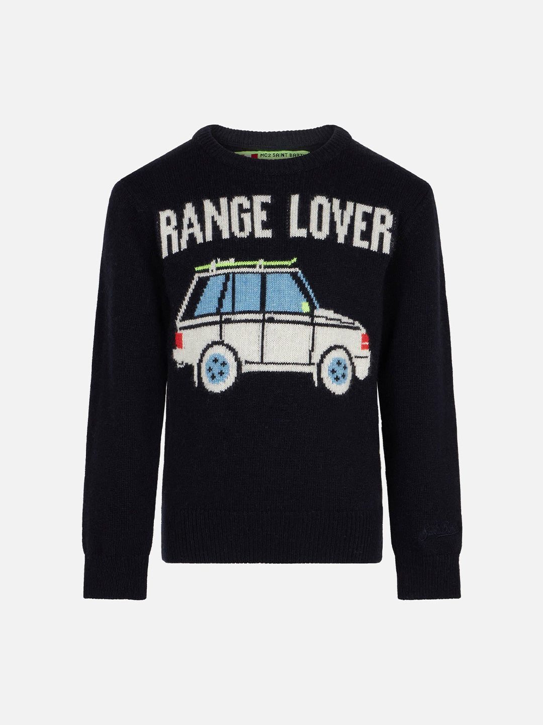 Maglione da bambino girocollo con stampa auto