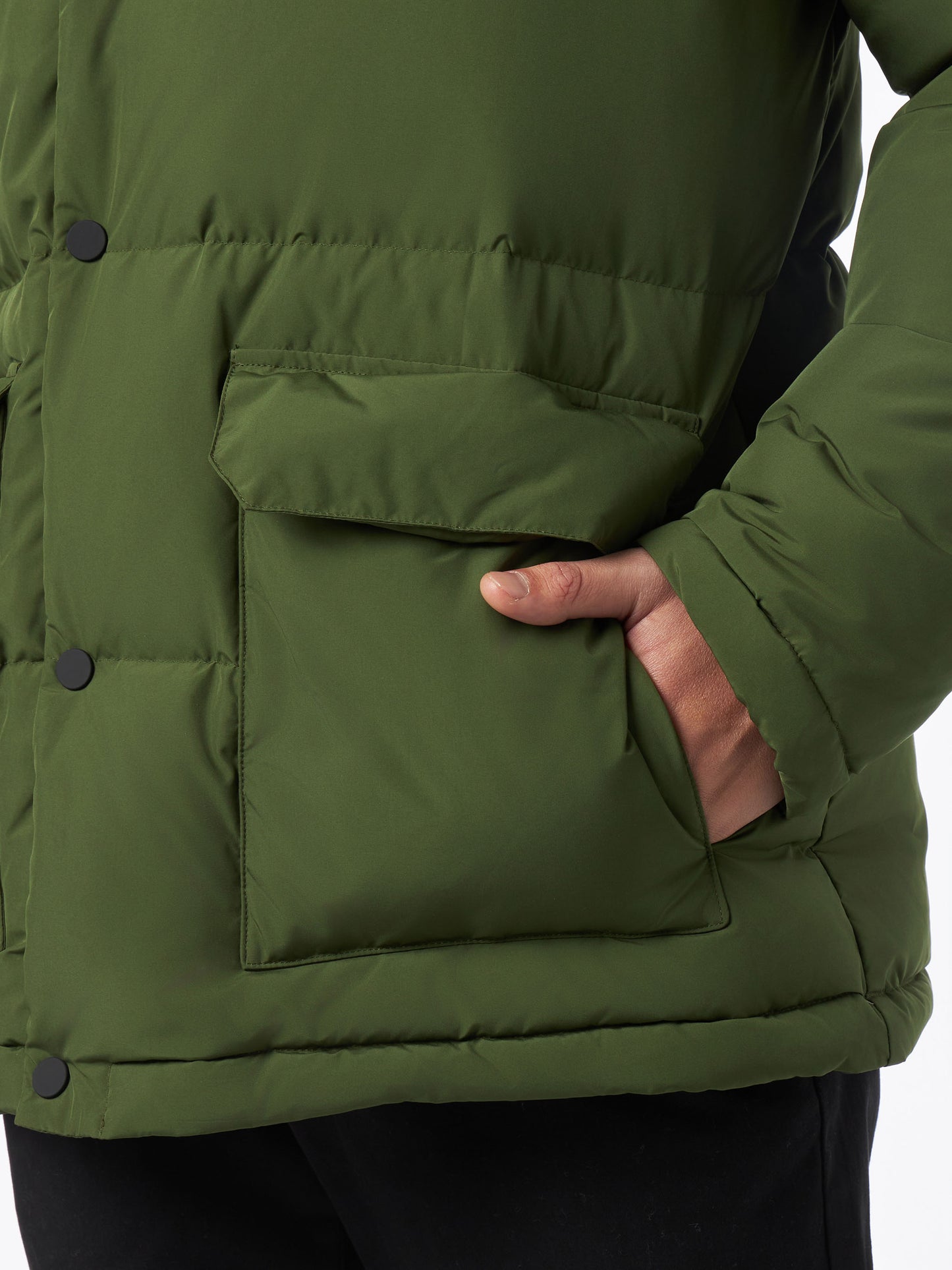 Man military green hooded down jacket Baxter