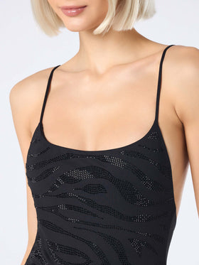 Woman rhinestones one-piece swimsuit Cecille - MC2 Saint Barth