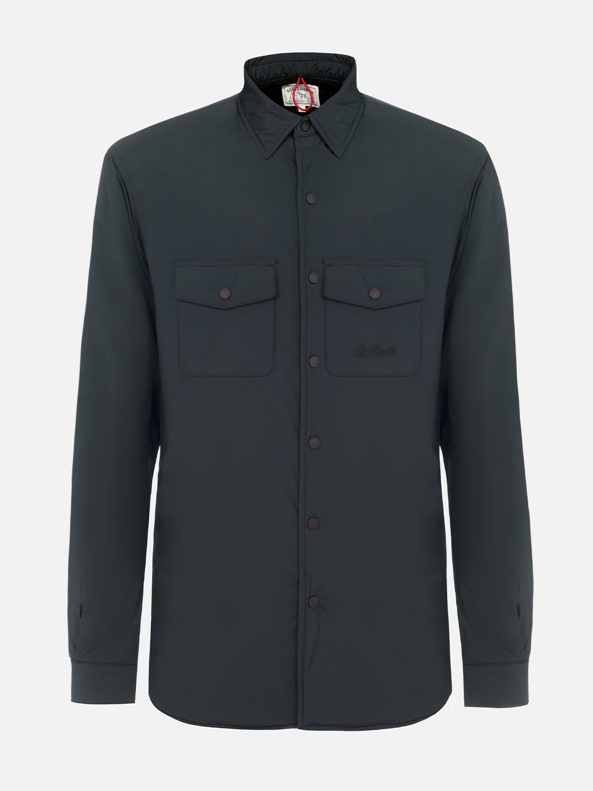 Man British green overshirt Chalet with St. Barth embroidery - MC2 Saint Barth