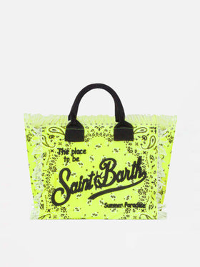 Colette cotton canvas bag with fluo yellow bandanna print - MC2 Saint Barth