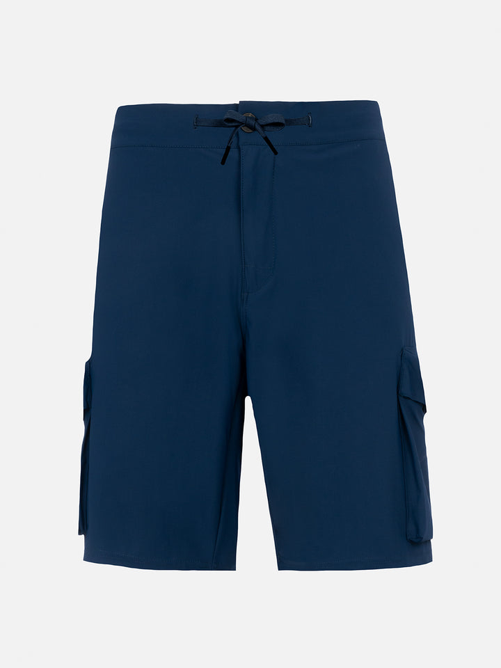 Bermuda da uomo Deck in tessuto tecnico blu navy