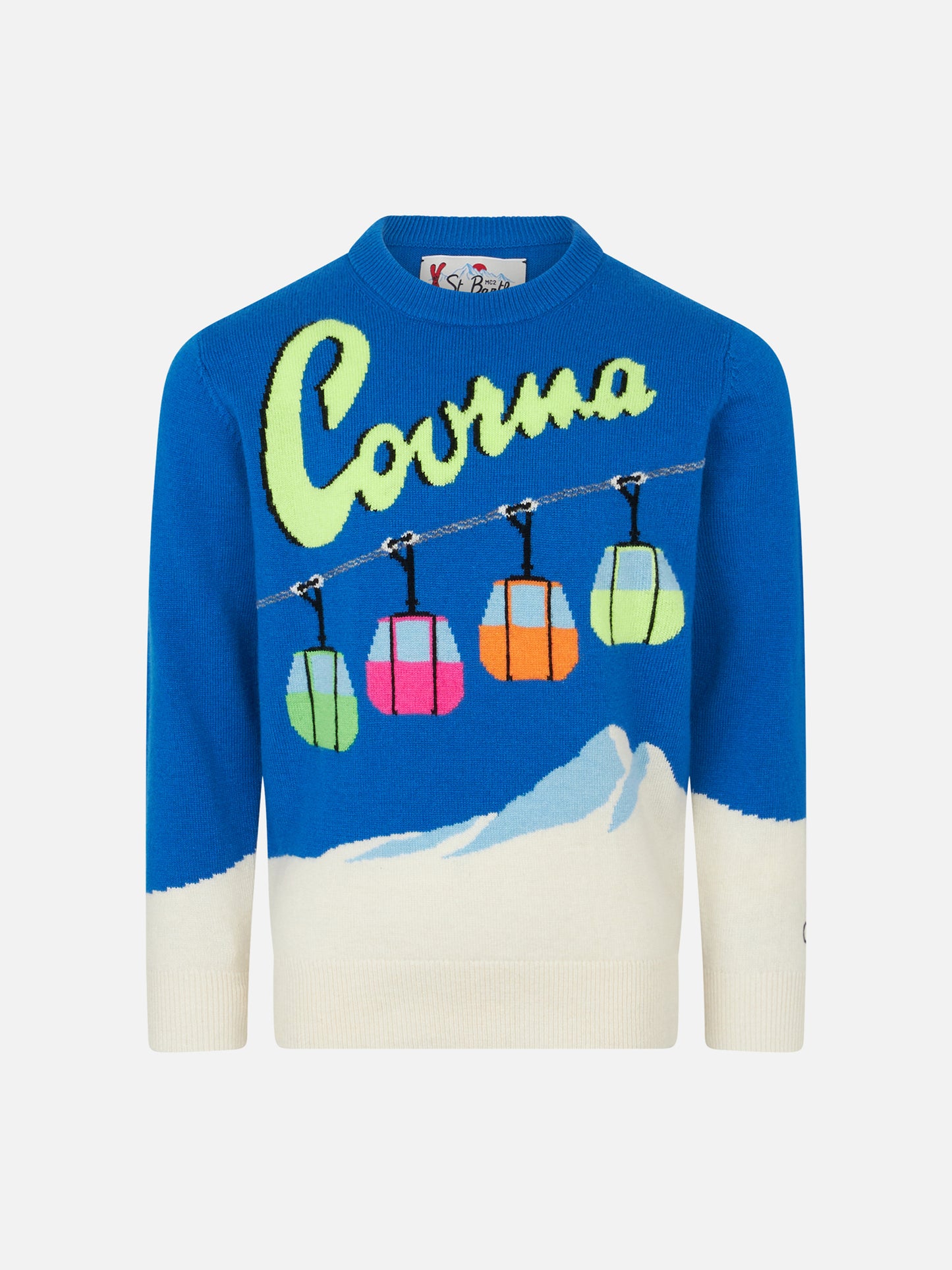 Maglione da bambino girocollo con stampa jacquard postcard Courma Cable