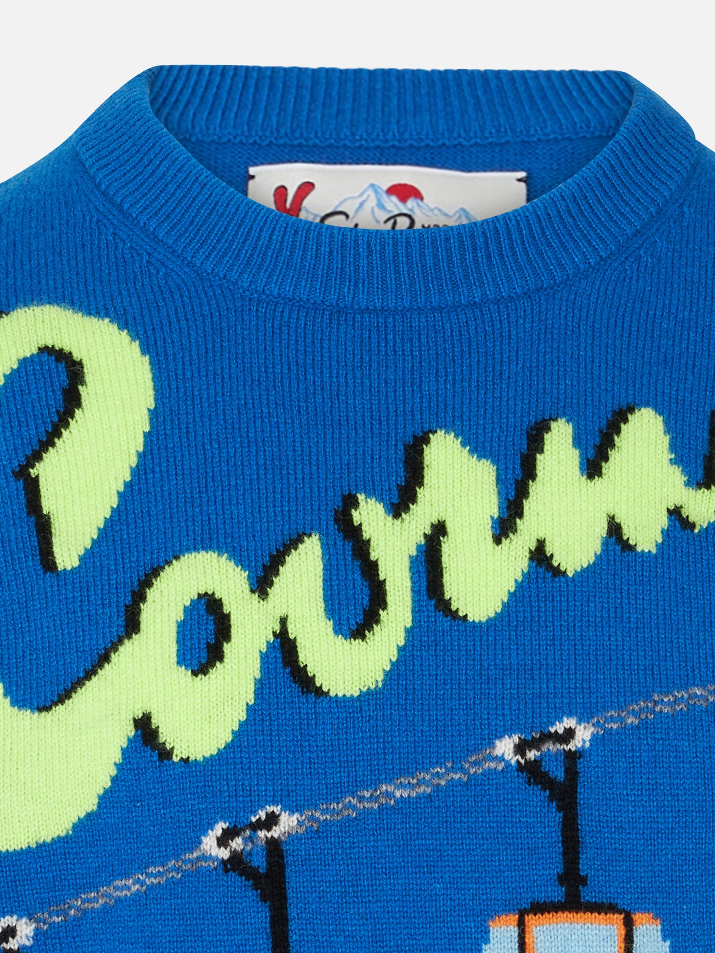 Maglione da bambino girocollo con stampa jacquard postcard Courma Cable