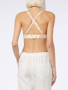 Woman scooped denim bandanna top Eda - MC2 Saint Barth