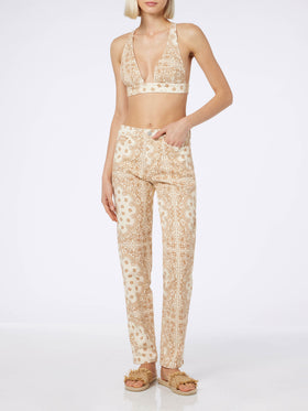 Woman scooped denim bandanna top Eda - MC2 Saint Barth