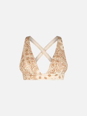 Woman scooped denim bandanna top Eda - MC2 Saint Barth