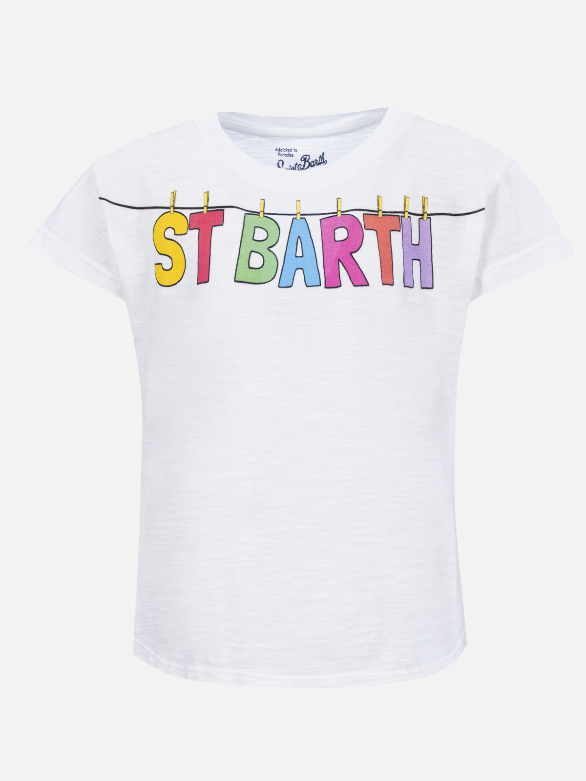 Girl t-shirt with St. Barth multicolor print - MC2 Saint Barth
