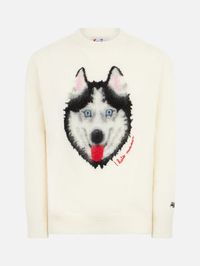 Man sweater with wolf print and I hate summer embroidery - MC2 Saint Barth