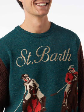 Man crewneck donegal sweater with polo jacquard - MC2 Saint Barth