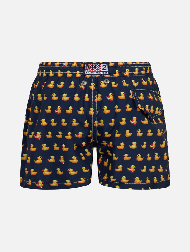 Boy lightweight fabric swim-shorts Jean Lighting with ducky print - MC2 Saint Barth