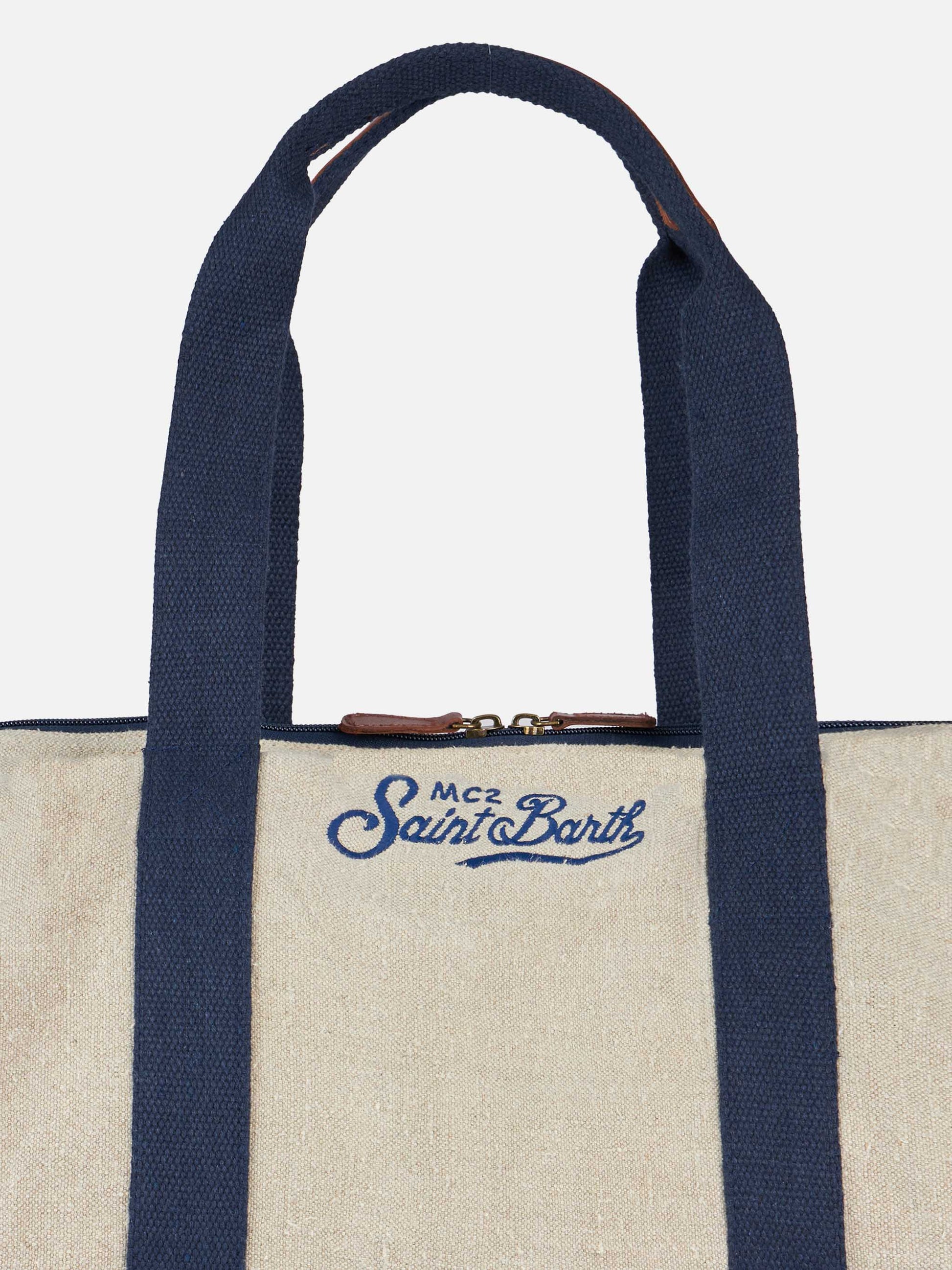 Natural linen travel duffle bag Jetleg - MC2 Saint Barth