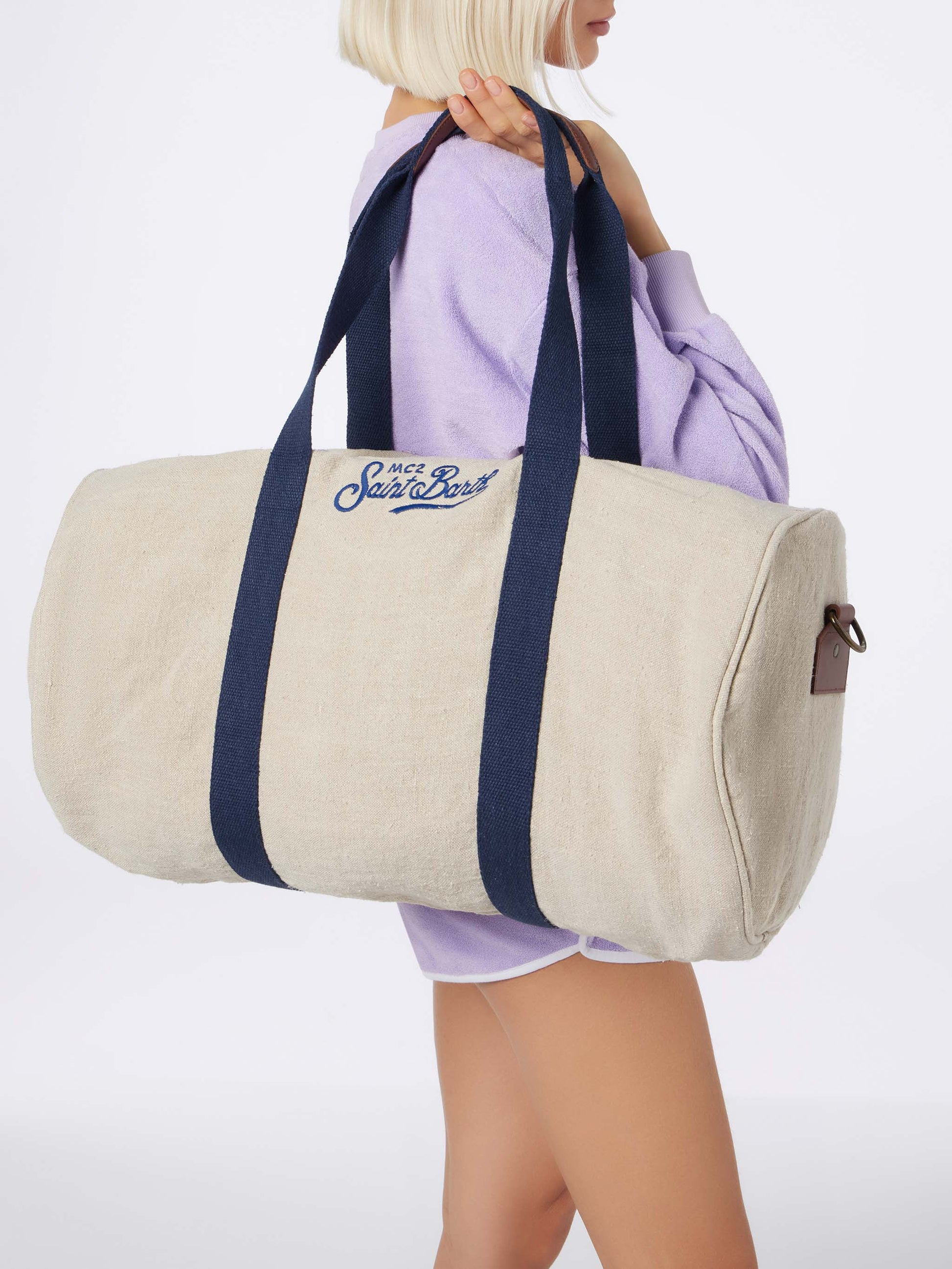 Natural linen travel duffle bag Jetleg - MC2 Saint Barth