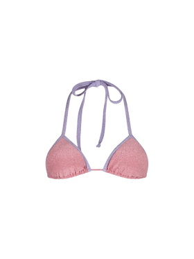 Woman pink lurex triangle top swimsuit Leah with piping - MC2 Saint Barth