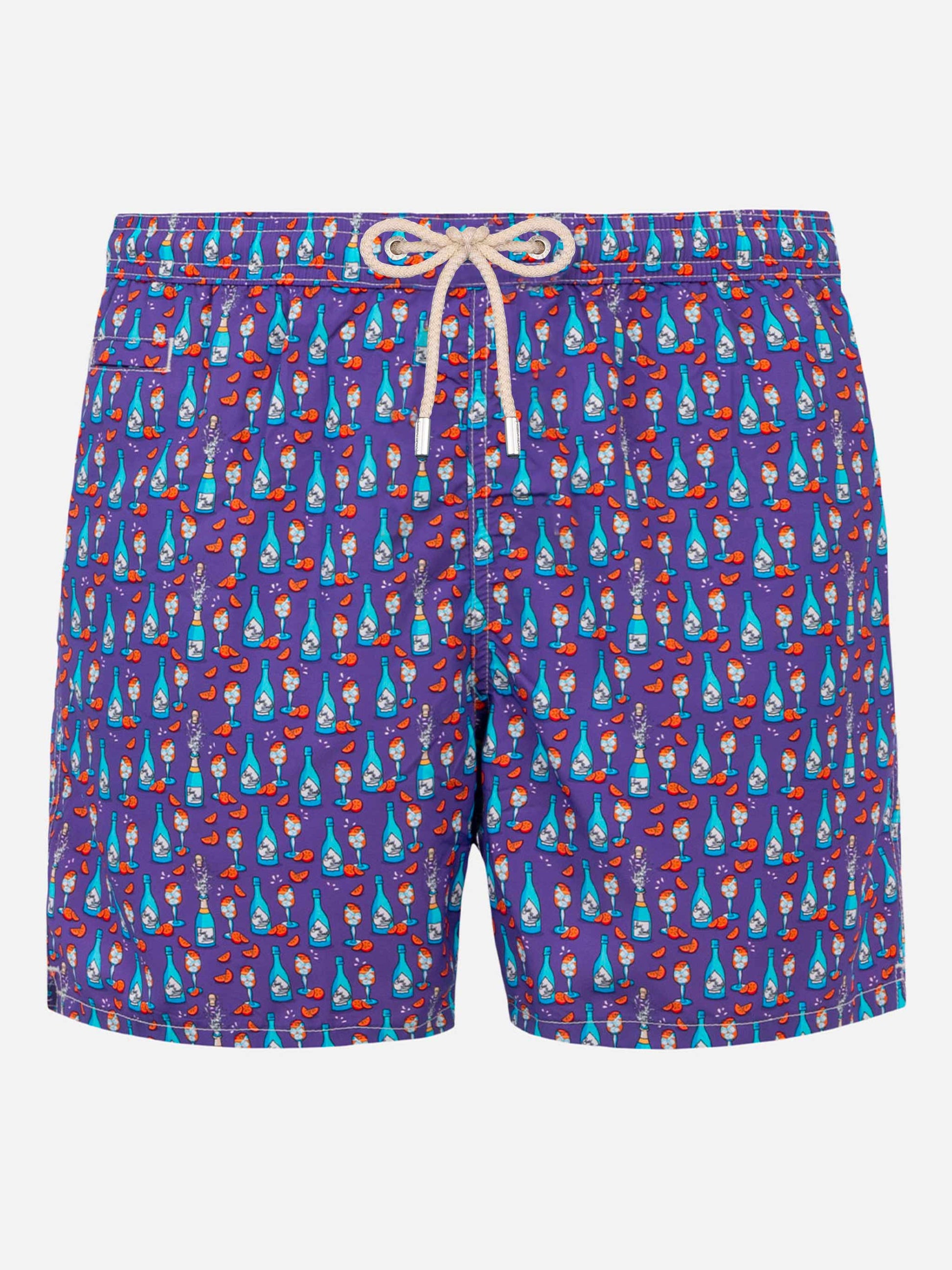 Man light fabric swim shorts with Aperol Spritz print | APEROL SPECIAL EDITION - MC2 Saint Barth