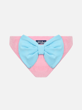 Girl pink terry swim briefs Madame with bow - MC2 Saint Barth