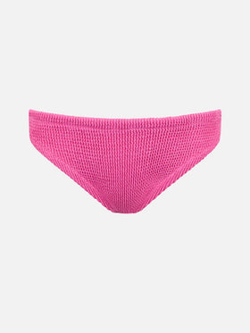 Girl pink crinkle swim briefs Madame with bow - MC2 Saint Barth