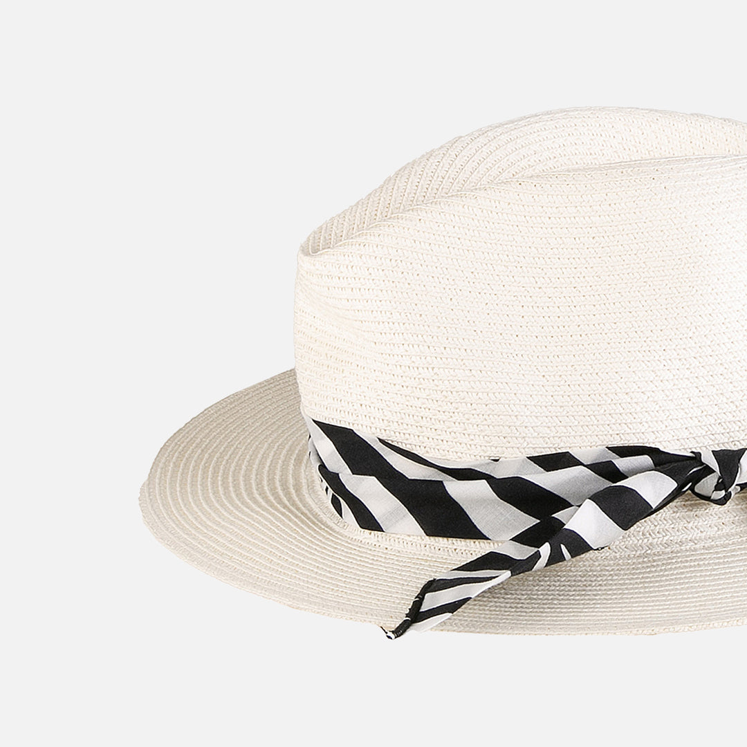 White paper hat with zebra print bandeau - MC2 Saint Barth