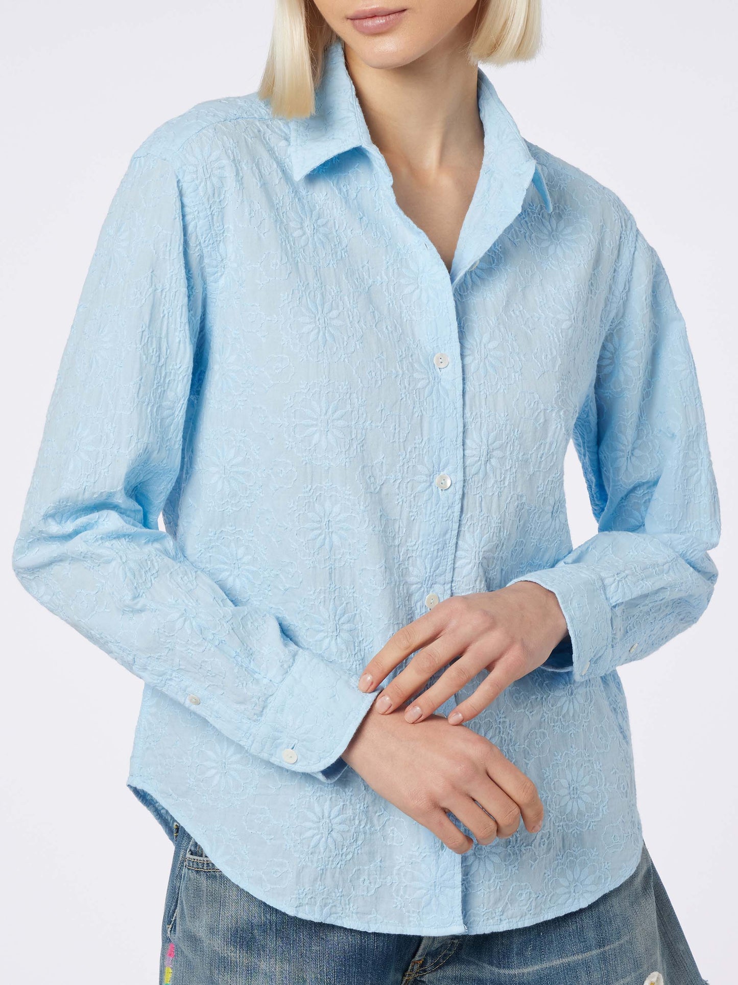 Woman classic Sangallo cotton shirt Meredith - MC2 Saint Barth