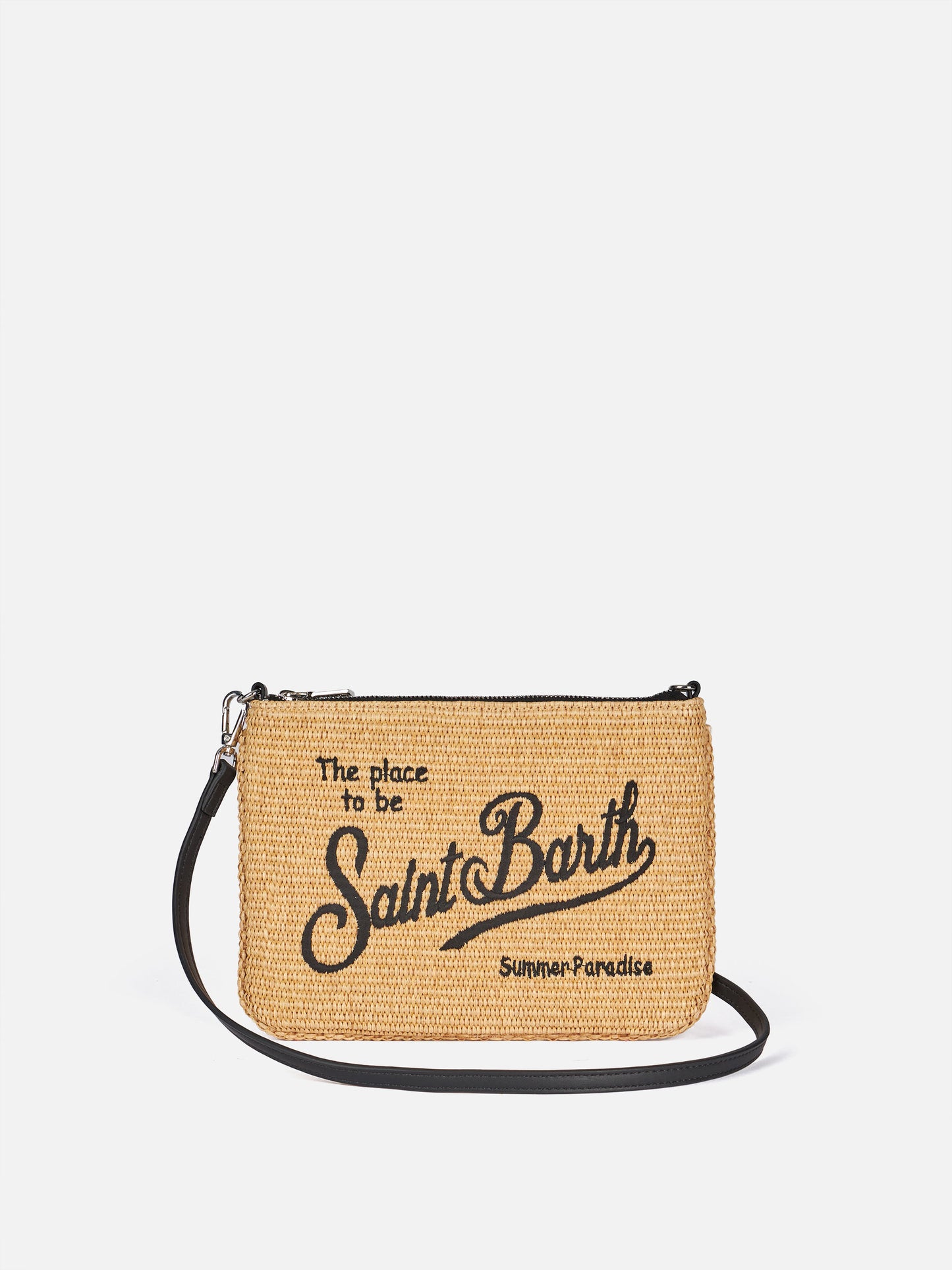 Parisienne Straw effect pouch bag with black details - MC2 Saint Barth