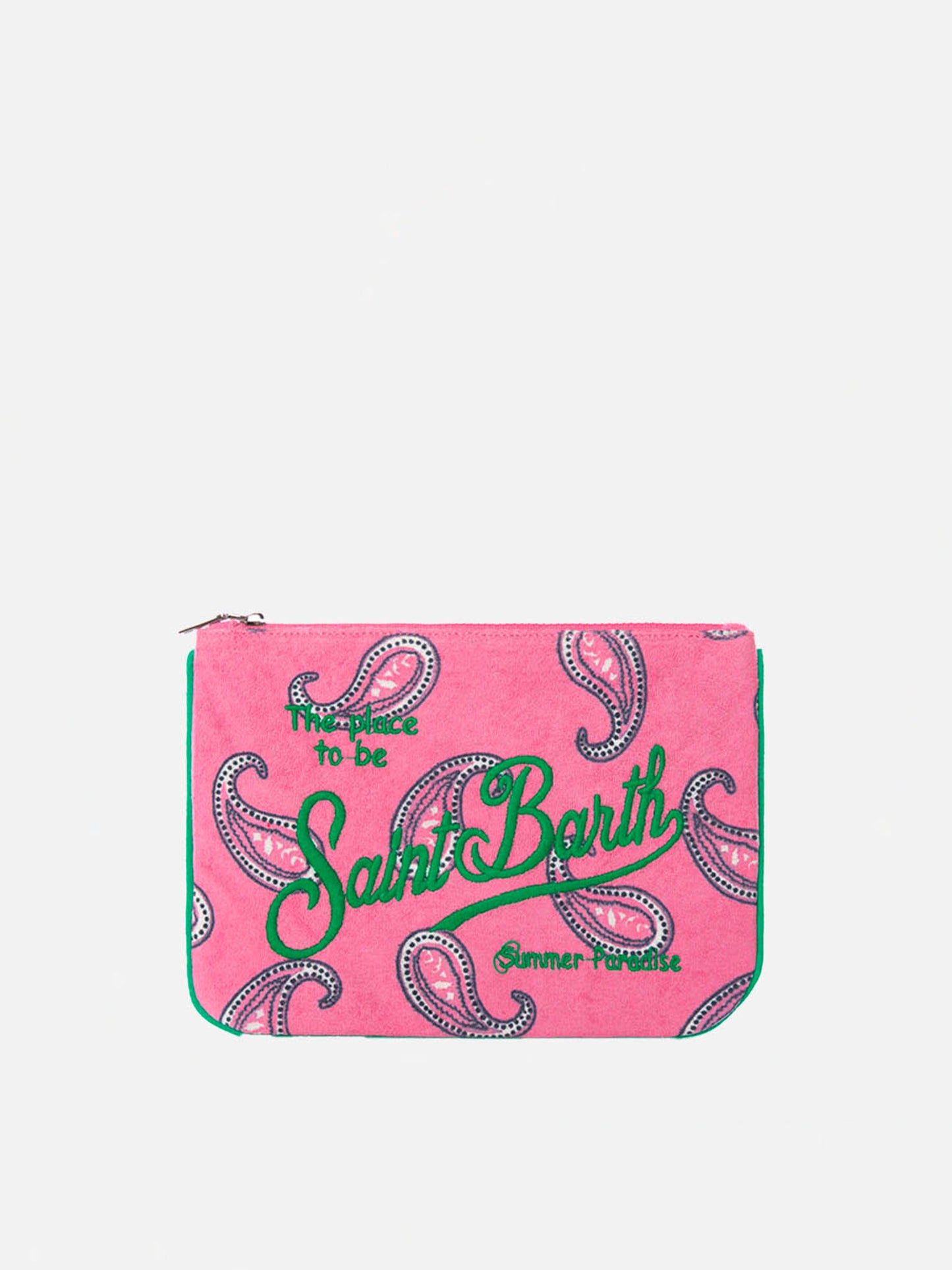 Pochette Parisienne in spugna paisley con ricamo Saint Barth