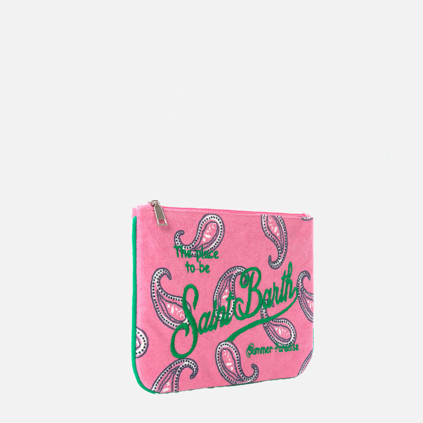 Pochette Parisienne in spugna paisley con ricamo Saint Barth