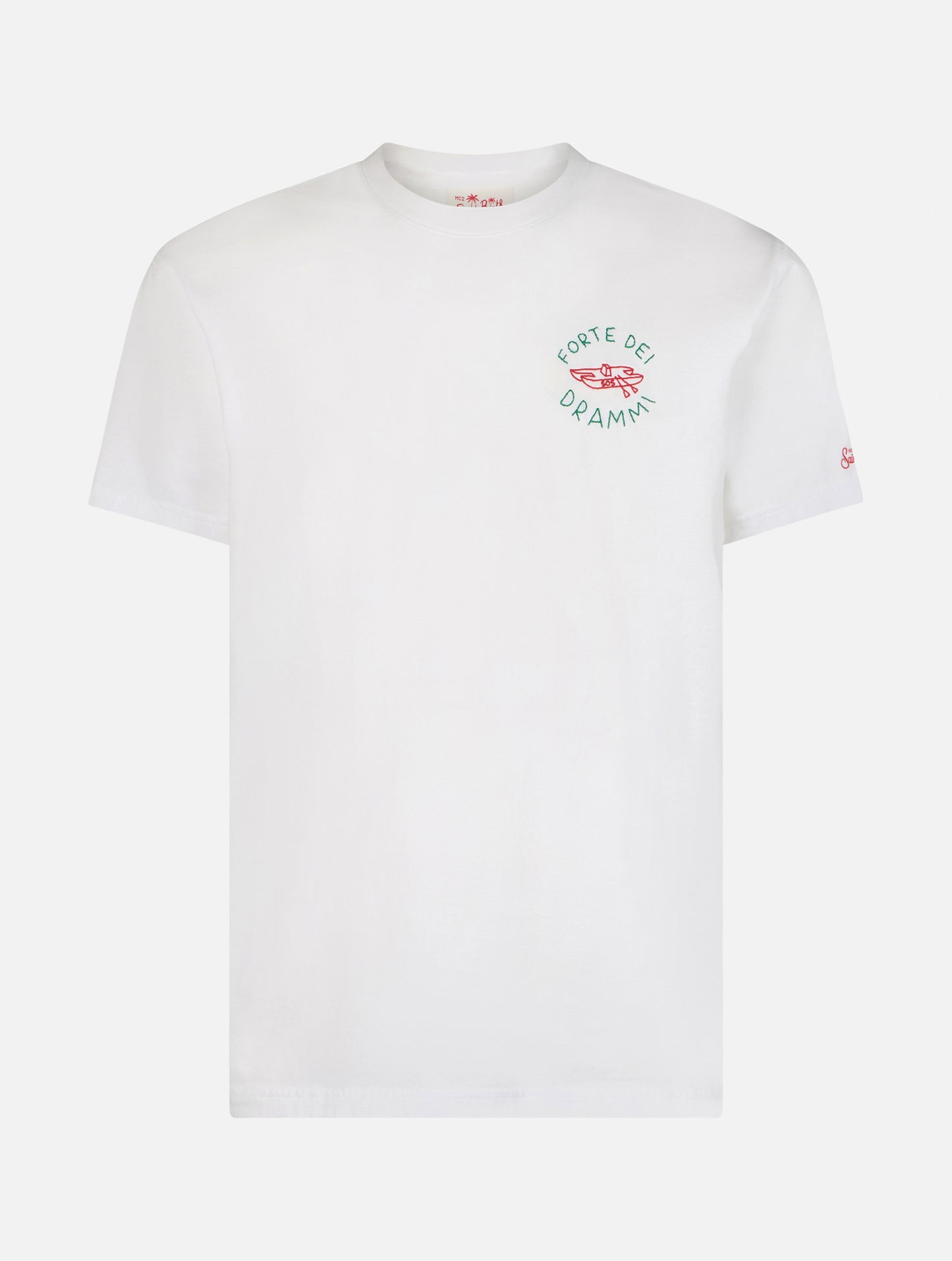 Man classic fit cotton jersey t-shirt Portofino with Forte dei Drammi embroidery | INSULTI LUMINOSI SPECIAL EDITION - MC2 Saint Barth