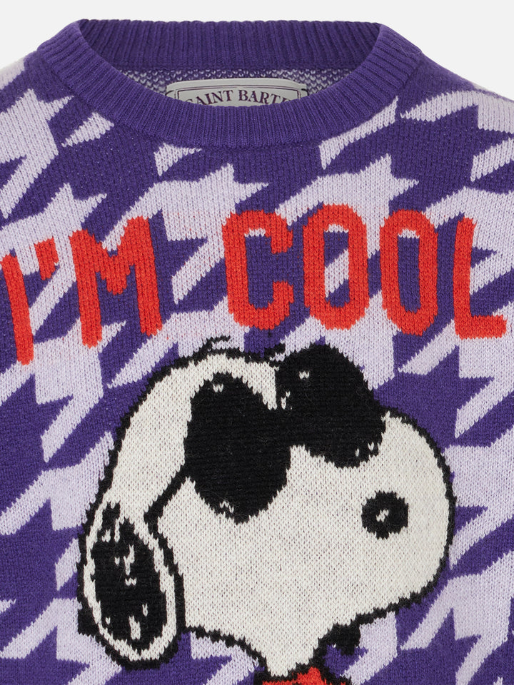 Girl crewneck pied de poule sweater with Snoopy jacquard | SNOOPY PEANUTS™ SPECIAL EDITION - MC2 Saint Barth