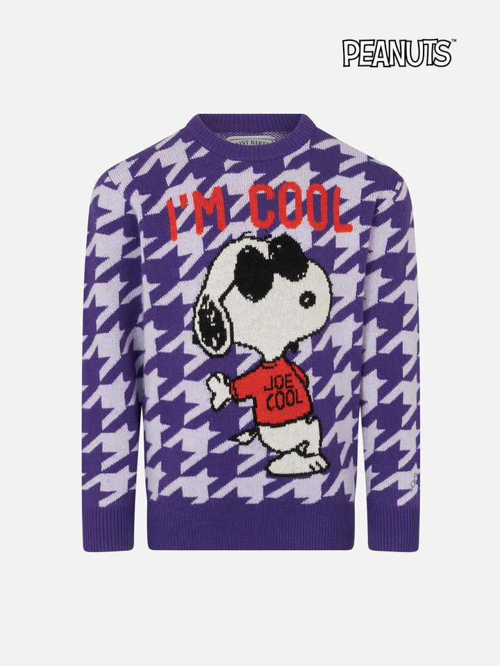 Maglione da bambina girocollo pied de poule con jacquard Snoopy | EDIZIONE SPECIALE SNOOPY PEANUTS™