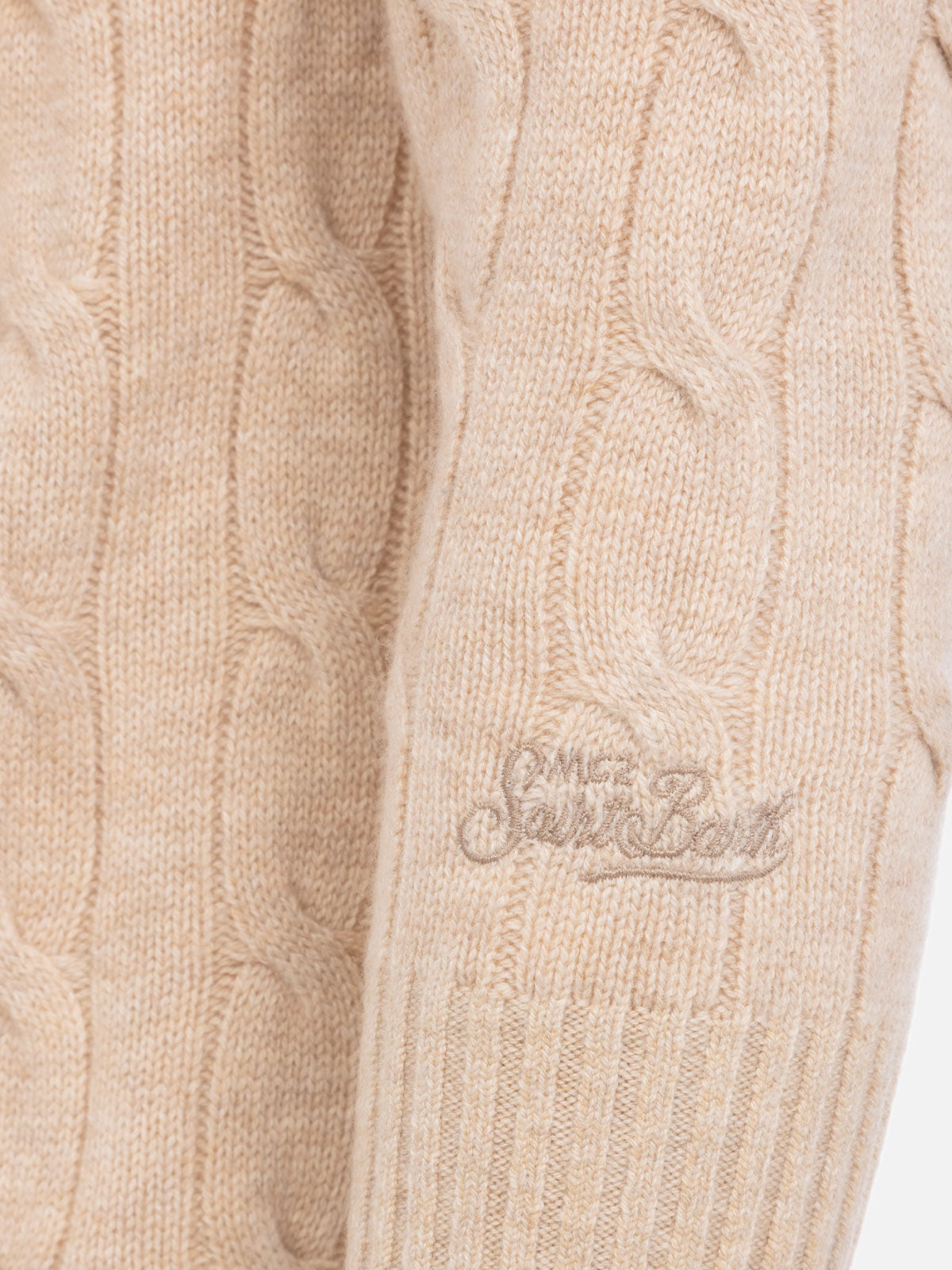 Man beige cable-knit cashmere blend sweater Regent - MC2 Saint Barth