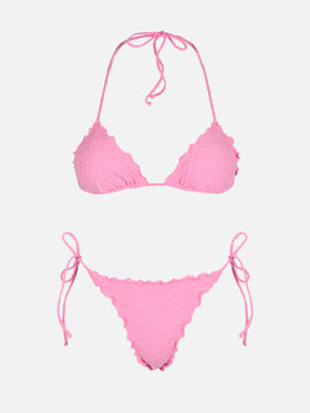 Bikini a triangolo classico Sagittarius Miami in rilievo con stampa animalier