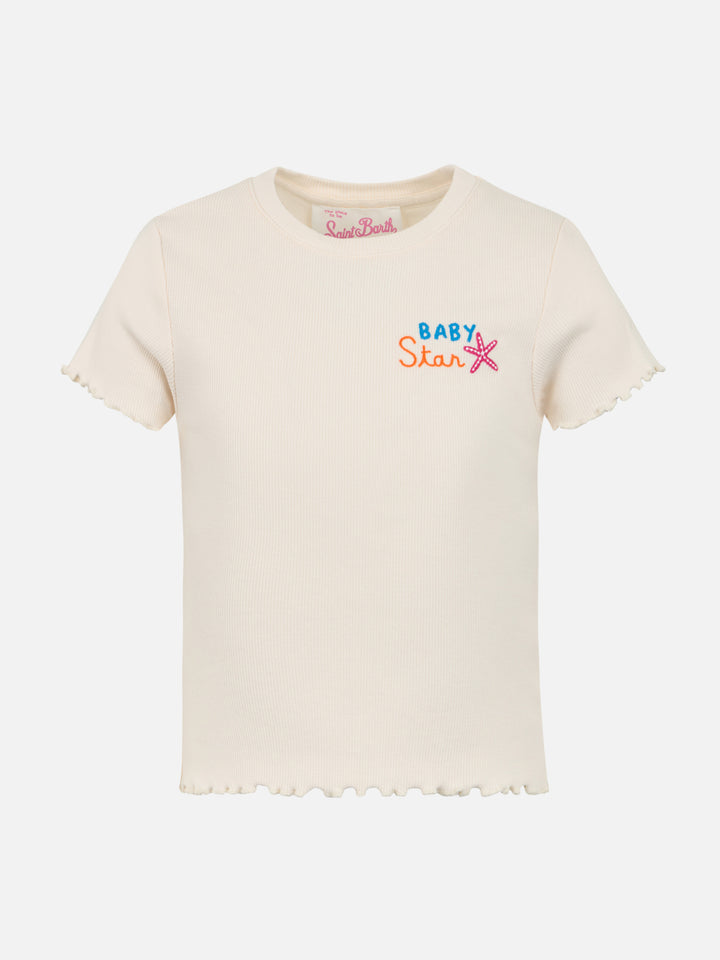 Girl ribbed t-shirt Serena Jr with Baby Star embroidery - MC2 Saint Barth