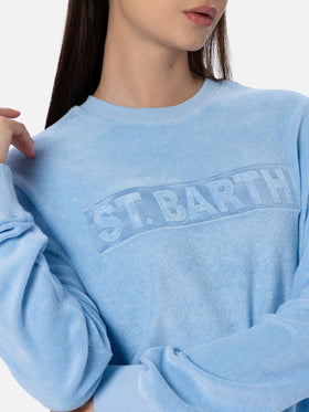 Woman light blue terry cotton Stardust sweatshirt