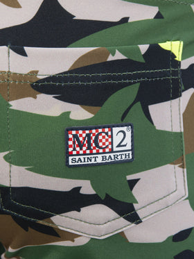 Boy lycra swim briefs with camo shark print - MC2 Saint Barth