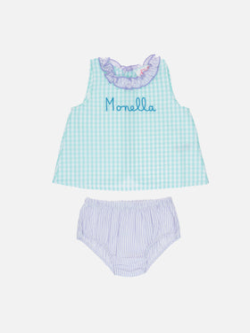 Baby gingham cotton dress Abbie with top and bloomers - MC2 Saint Barth