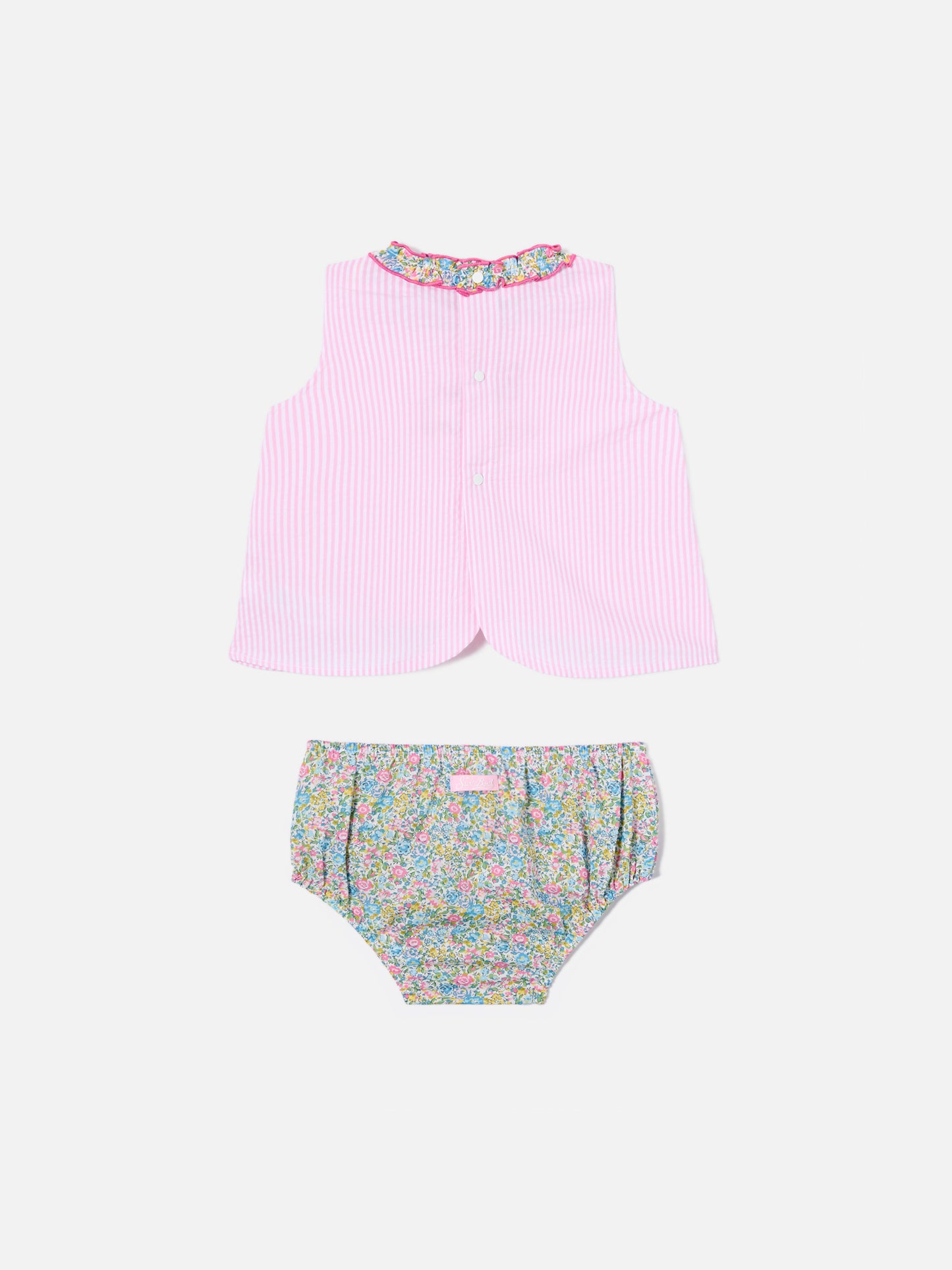 Abbie top and bloomer set with Better in pink embroidery | Made with Liberty Fabric