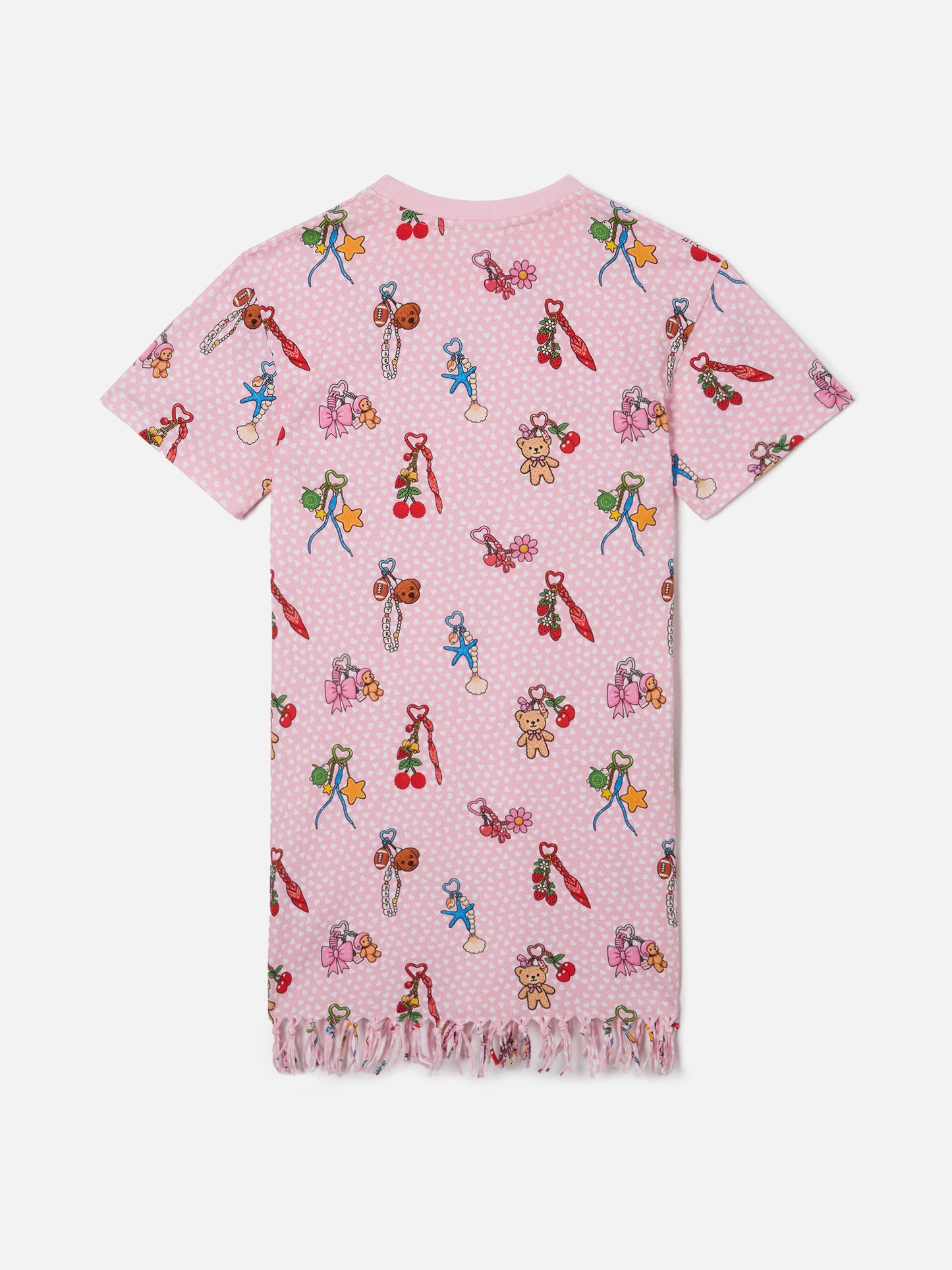Abbey organic cotton dress with heart and charms all-over print