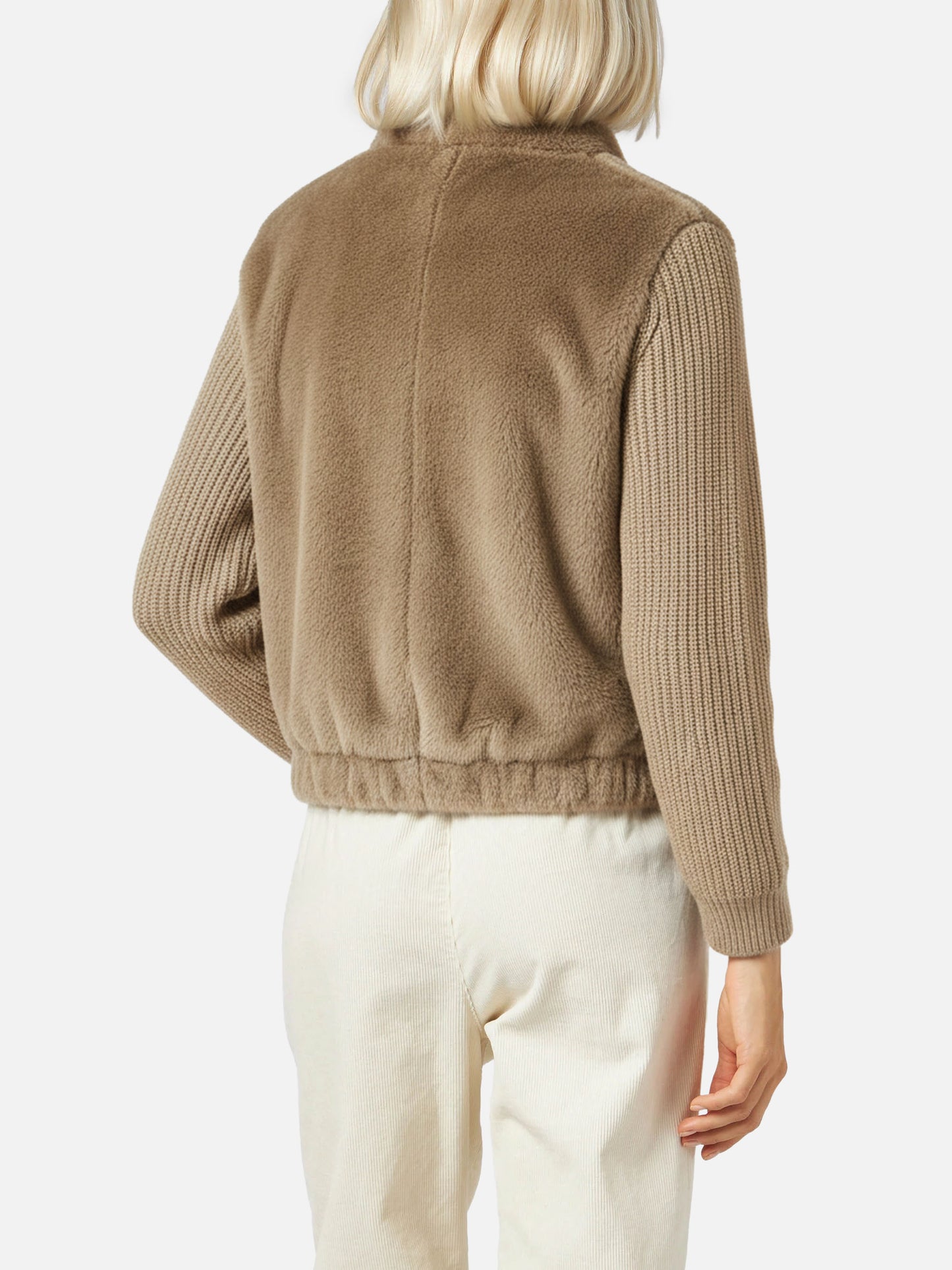 Gilet Mael in faux fur con maniche in maglia