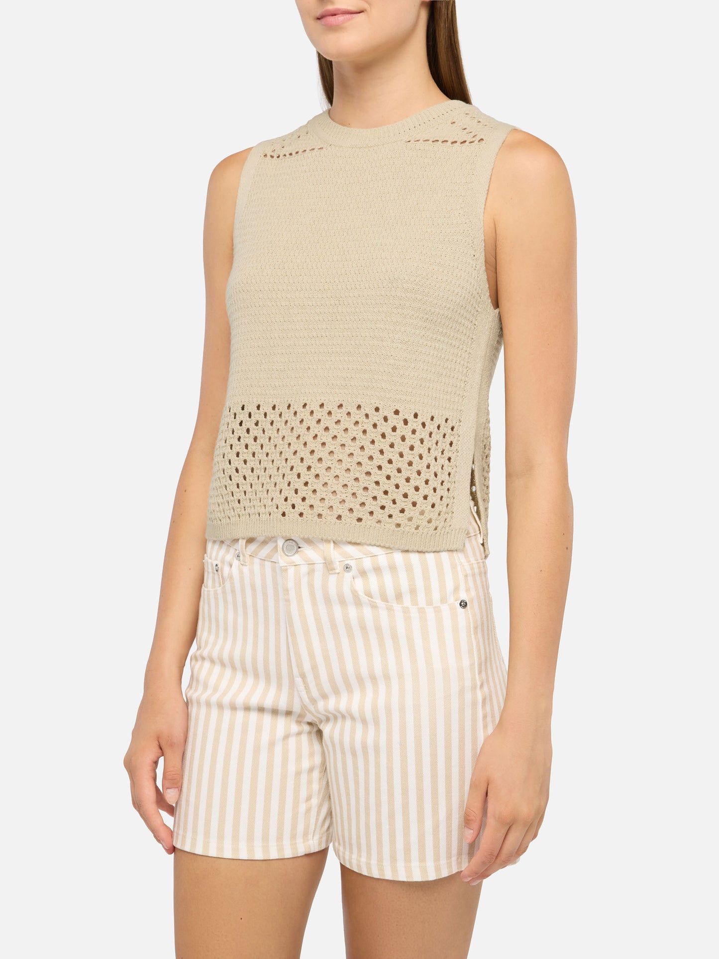 Top crochet beige Aire