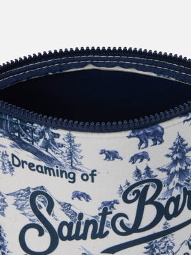 Aline Pouch in wool-effect fabric with toile de jouy print