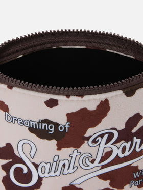 Pochette Aline effetto lana a con stampa muccata