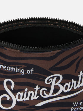 Aline Pouch in wool-effect fabric with zebra print