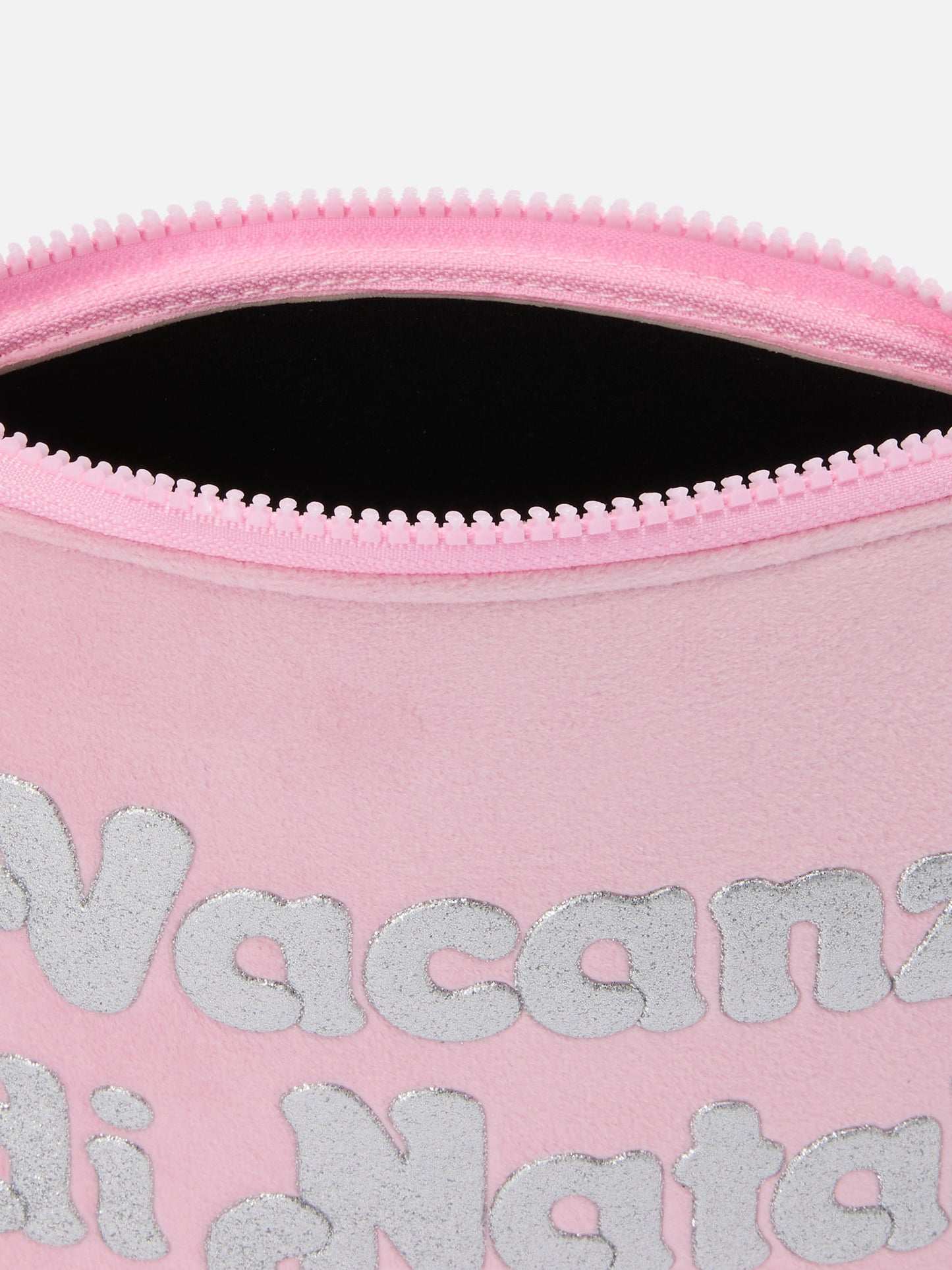Aline Pouch in pink wool-effect fabric with Christmas Vacation print | VACANZE DI NATALE SPECIAL EDITION