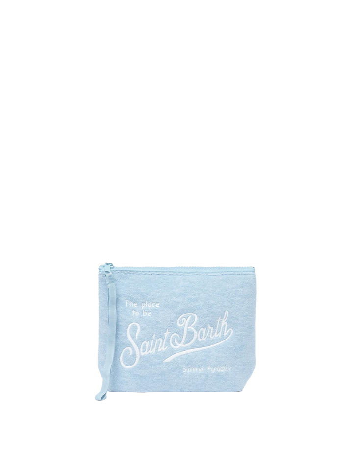 Aline light blue embossed terry pochette