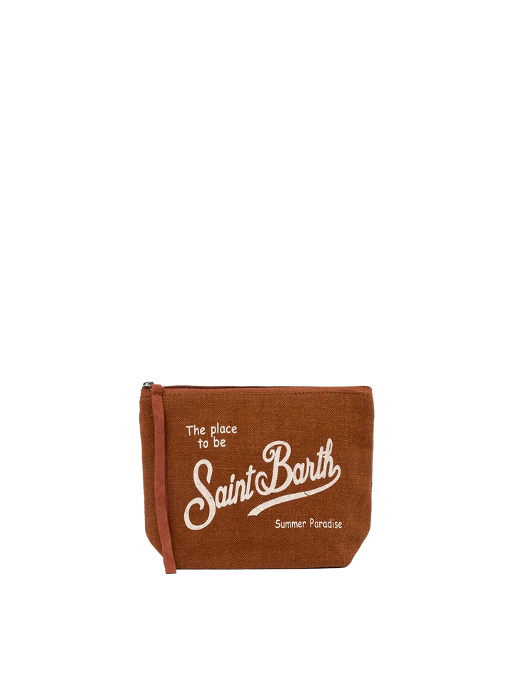 Aline brown linen pochette