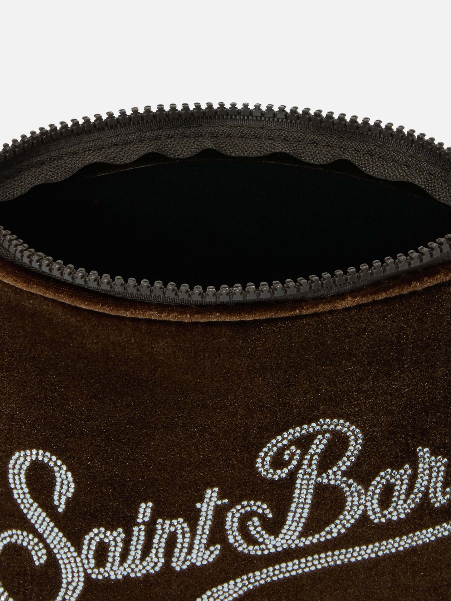 Aline Velvet Pouch in camel velvet with rhinestones