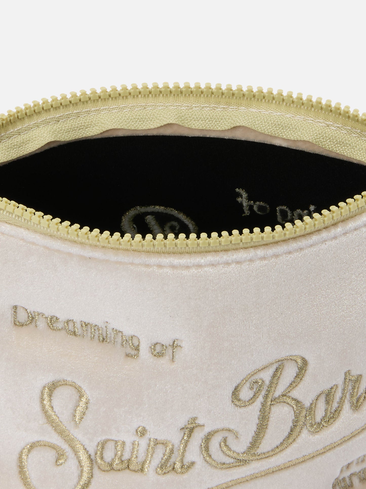 Aline Velvet Pouch in white velvet with rhinestones