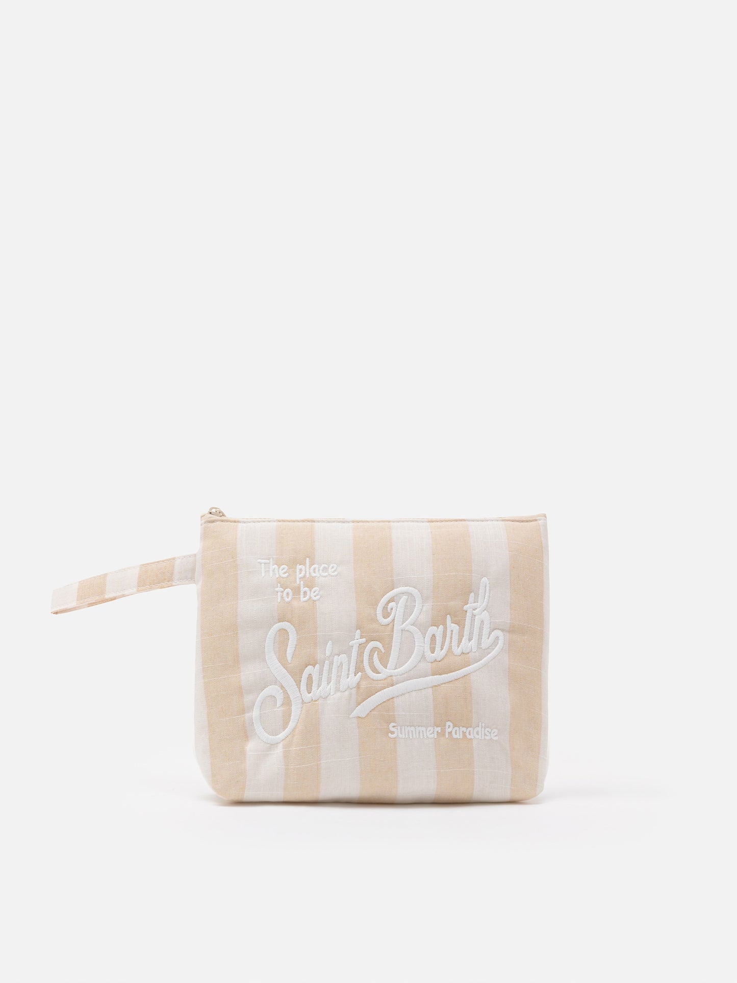 Aline Soft L Pochette aus Baumwollleinen mit Streifenprint