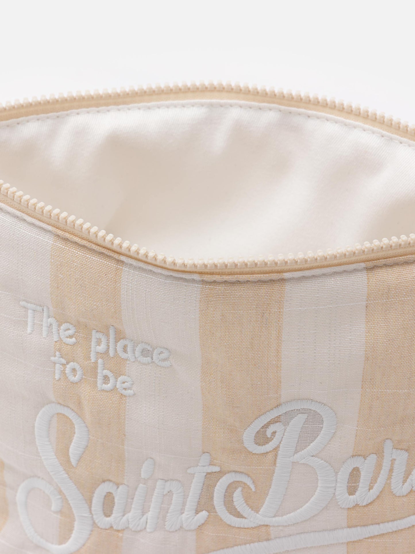 Aline Soft L Pochette aus Baumwollleinen mit Streifenprint